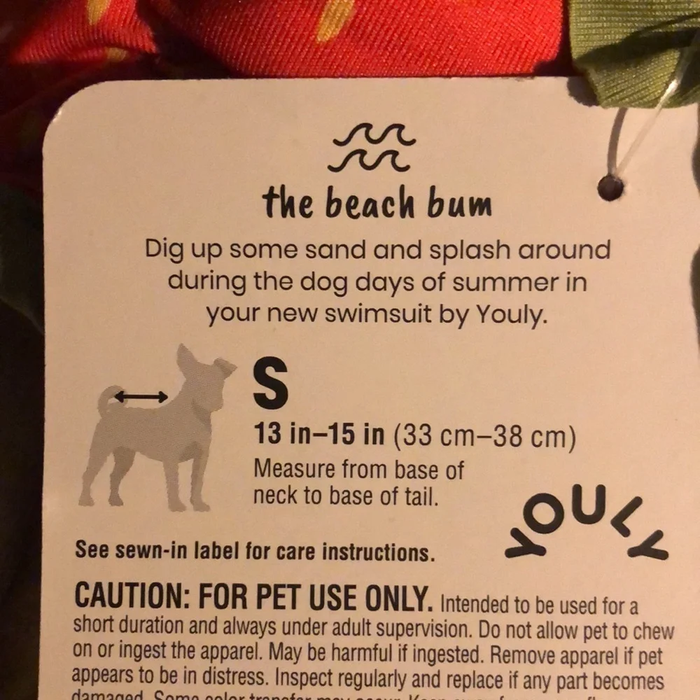 NWT strawberry dog swim bathing suit S